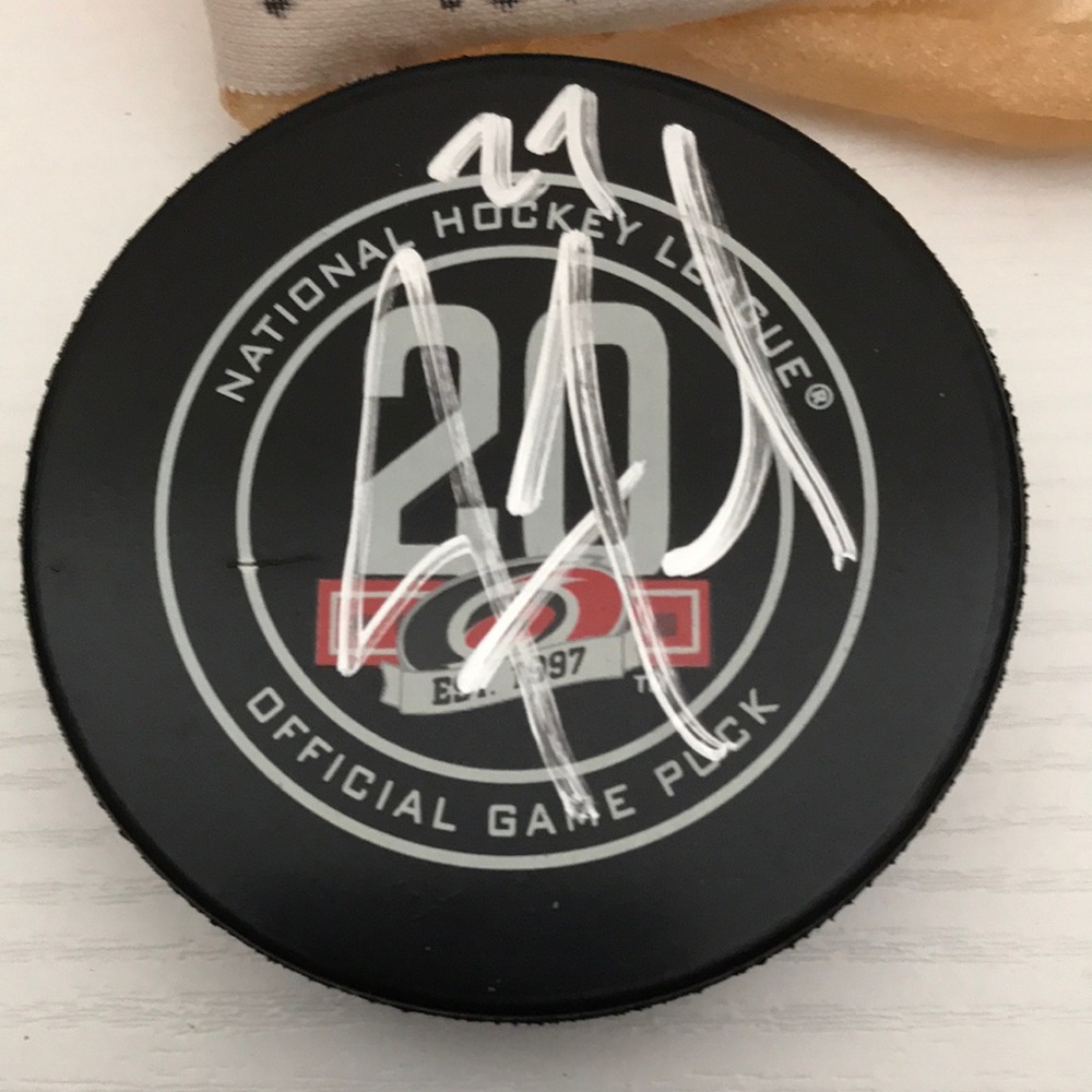 Justin Faulk Signed Carolina Hurricanes Puck